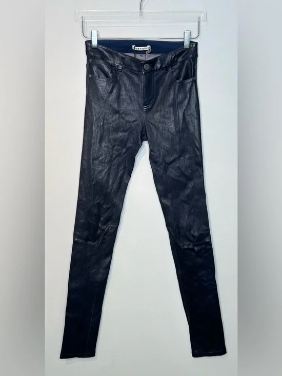 Alice + Olivia Navy Blue Lambskin Leather Skinny Pants Jeans NWT - Picture 13 of 13
